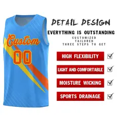 Light Blue Diagonal Pinstripe Color Block Basketball Jersey 2