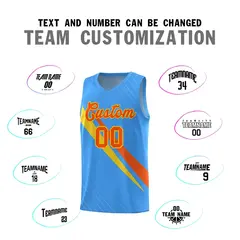 Light Blue Diagonal Pinstripe Color Block Basketball Jersey 4