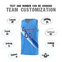Light Blue Diagonal Pinstripe Color Block Basketball Jersey 4
