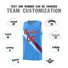 Light Blue Diagonal Pinstripe Color Block Basketball Jersey 4