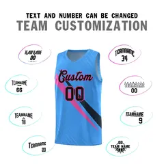 Light Blue Diagonal Pinstripe Color Block Basketball Jersey 4