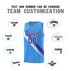 Light Blue Diagonal Pinstripe Color Block Basketball Jersey 4