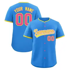 Light Blue Fluorescent Green Pink Baseball Jersey