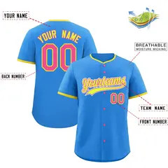 Light Blue Fluorescent Green Pink Baseball Jersey 2