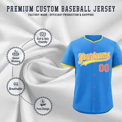 Light Blue Fluorescent Green Pink Baseball Jersey 3