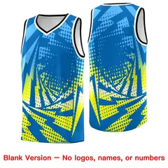 Light Blue Fluorescent Yellow Lightning Halftone Dot Basketball Jersey 6