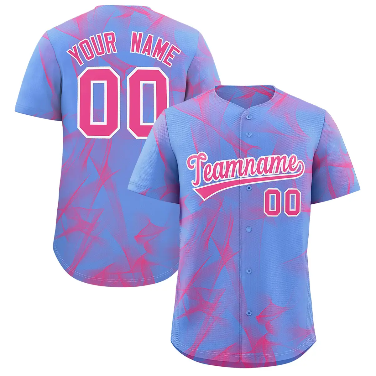 Light Blue Fumes Graffiti Pattern Authentic Baseball Jersey