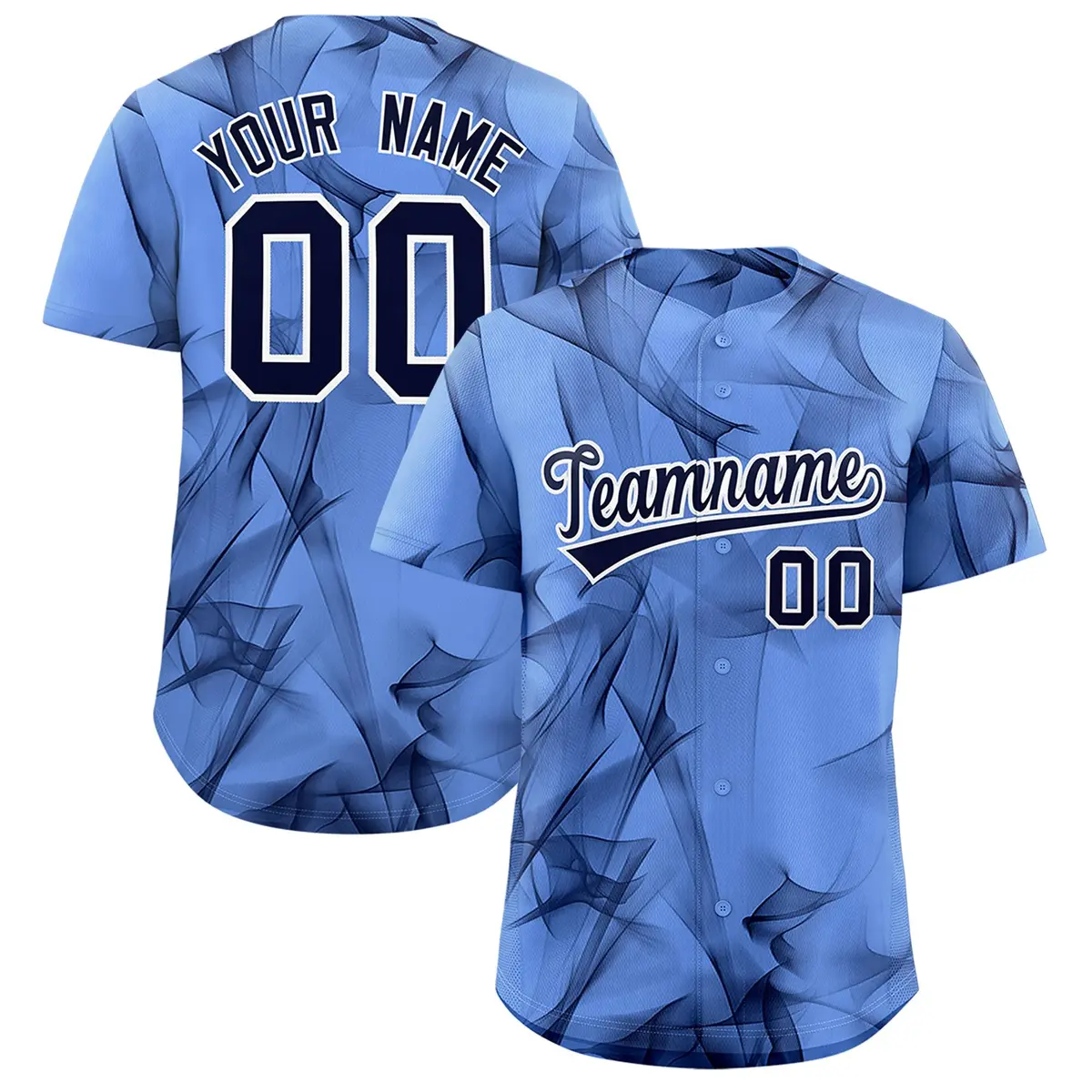 Light Blue Fumes Graffiti Pattern Authentic Baseball Jersey