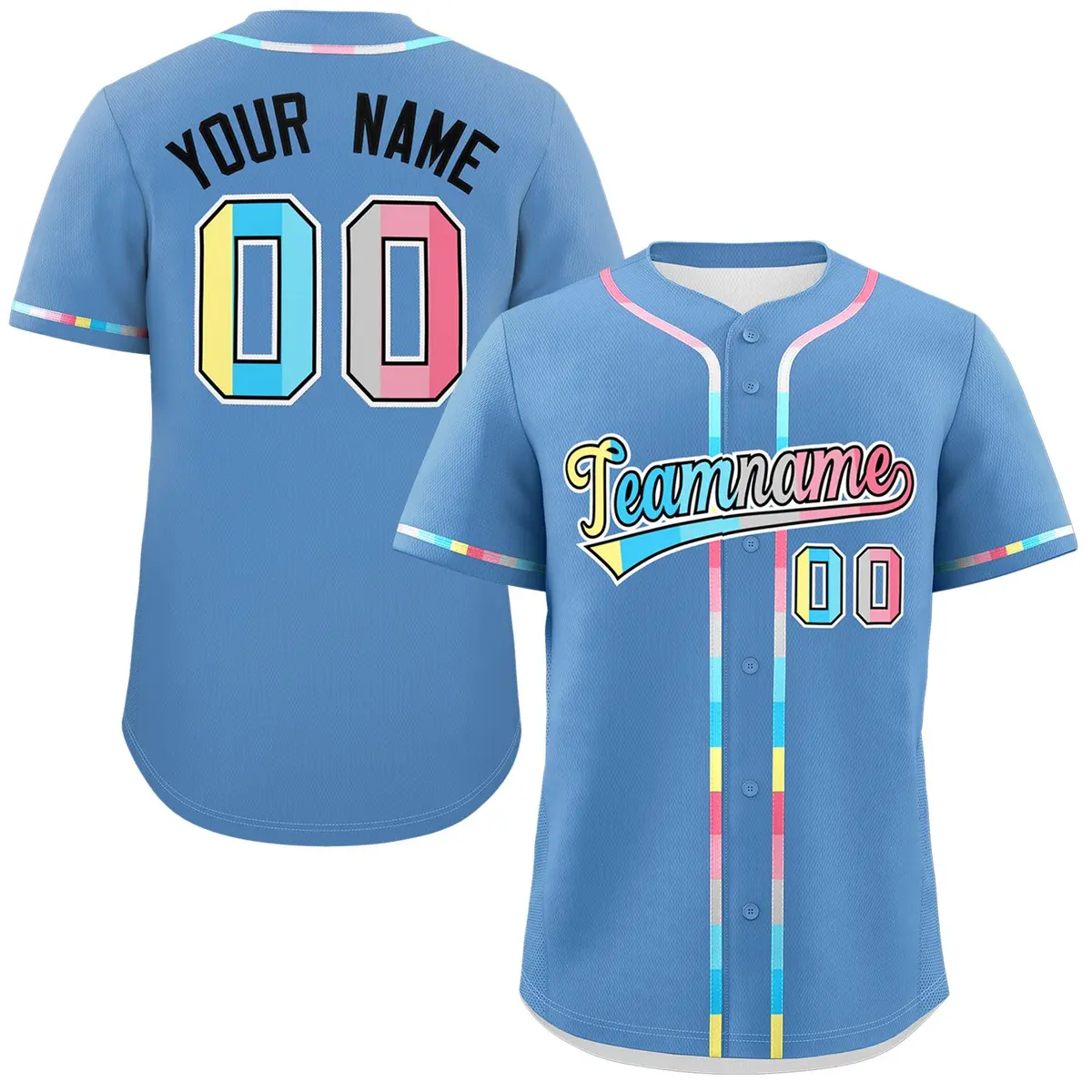 Light Blue Genderflux Pride Month Classic Baseball Jersey