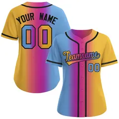 Light Blue Gold-Black Gradient Baseball Jersey