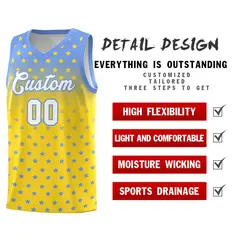 Light Blue Gold Gradient Star Pattern Basketball Jersey Sets 2