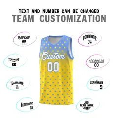 Light Blue Gold Gradient Star Pattern Basketball Jersey Sets 4