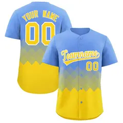 Light Blue Gold Grid Blur Pattern Baseball Jersey 1