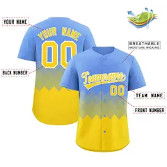 Light Blue Gold Grid Blur Pattern Baseball Jersey 2
