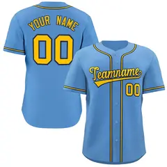 Light Blue Gold-Navy Classic Authentic Baseball Jersey 1