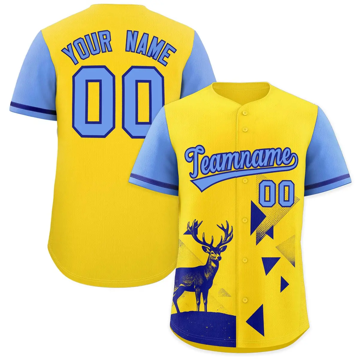 Light Blue Gold Raptor Series Raglan Baseball Jersey