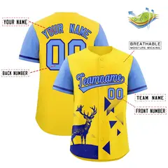 Light Blue Gold Raptor Series Raglan Baseball Jersey 2