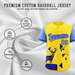 Light Blue Gold Raptor Series Raglan Baseball Jersey 3