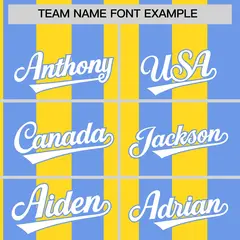 Light Blue Gold Stripe Two-Button Softball Jersey 3