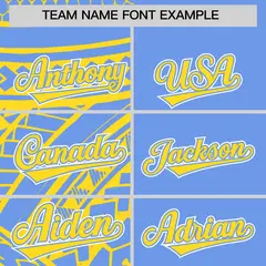 Light Blue Gold Tribal Split Baseball Jersey 3