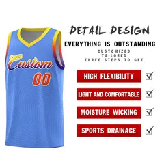 Light Blue Gold Wave Pattern Basketball Uniform Jersey 2