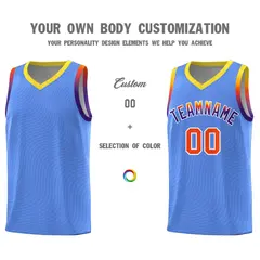 Light Blue Gold Wave Pattern Basketball Uniform Jersey 3