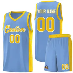 Light Blue Gold White Side Splash Basketball Jersey