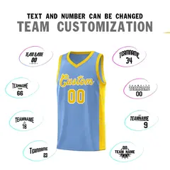 Light Blue Gold White Side Splash Basketball Jersey 4