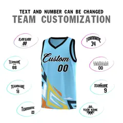 Light Blue Gradient Graffiti Pattern Basketball Jersey 4
