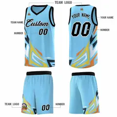 Light Blue Gradient Graffiti Pattern Basketball Jersey 5