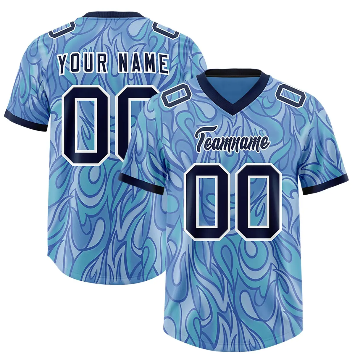Light Blue Graffiti Pattern Authentic Football Jersey