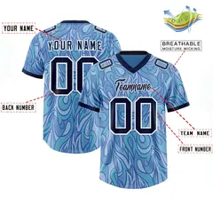 Light Blue Graffiti Pattern Authentic Football Jersey 2