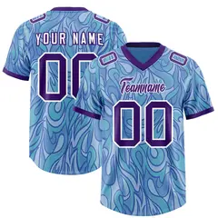 Light Blue Graffiti Pattern Authentic Football Jersey 1