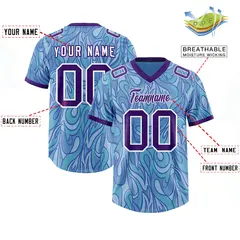 Light Blue Graffiti Pattern Authentic Football Jersey 2
