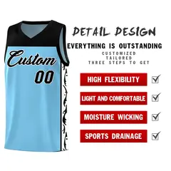 Light Blue Graffiti Side Pattern Basketball Jersey 2
