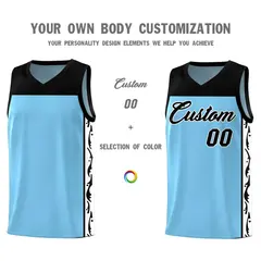 Light Blue Graffiti Side Pattern Basketball Jersey 3