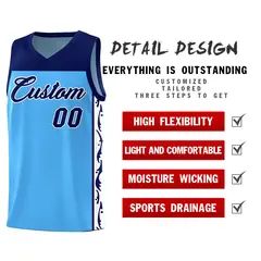 Light Blue Graffiti Side Pattern Basketball Jersey 2
