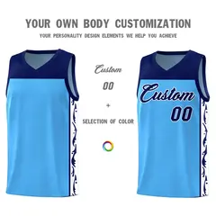 Light Blue Graffiti Side Pattern Basketball Jersey 3