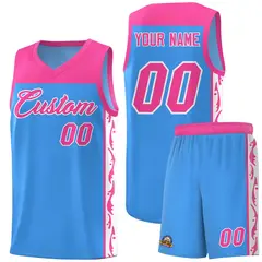 Light Blue Graffiti Side Pattern Basketball Jersey 1