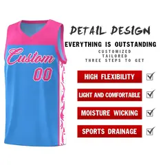 Light Blue Graffiti Side Pattern Basketball Jersey 2