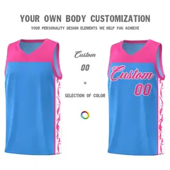 Light Blue Graffiti Side Pattern Basketball Jersey 3
