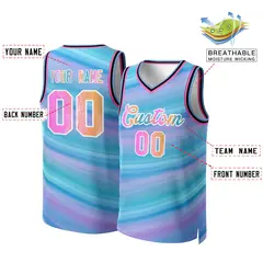 Light Blue Graffiti-White Graffiti Pattern Mesh Basketball Jersey Tops 2
