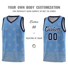 Light Blue Gray Cashew Pattern Basketball Uniform Jersey 10
