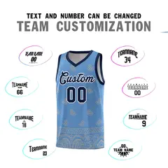 Light Blue Gray Cashew Pattern Basketball Uniform Jersey 11