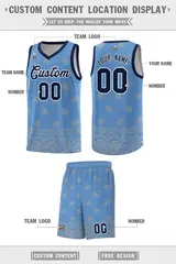 Light Blue Gray Cashew Pattern Basketball Uniform Jersey 12