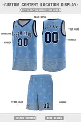 Light Blue Gray Cashew Pattern Basketball Uniform Jersey 19
