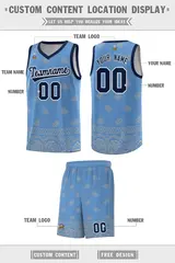 Light Blue Gray Cashew Pattern Basketball Uniform Jersey 26