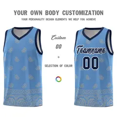 Light Blue Gray Cashew Pattern Basketball Uniform Jersey 31