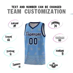 Light Blue Gray Cashew Pattern Basketball Uniform Jersey 32