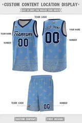 Light Blue Gray Cashew Pattern Basketball Uniform Jersey 33